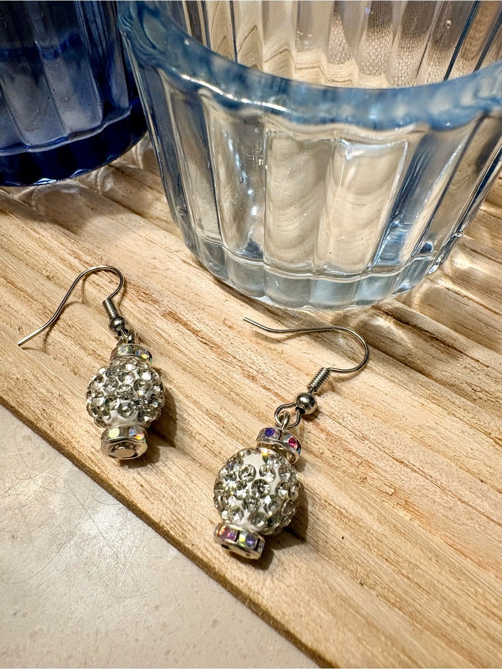 Artisan jewelry: Crystal Pave Drop Earrings in Silver